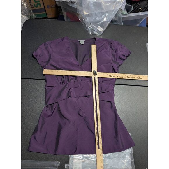Ann Taylor Purple Wrap Blouse Women's 6 - Picture 4 of 4